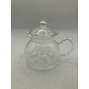 Clear Glass Teapot with Lid Small Round Tea Pot Kitchenware Drinkware‎